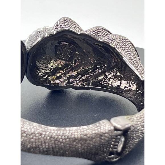 Princess Amanda Borghese Clear Rhinestone Black Clamper Bracelet Bangle - Picture 6 of 11